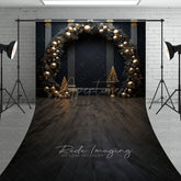 Aperturee - Aperturee Black and Gold Balloon Arch Sweep Backdrop Elegant Christmas Decor New Year’s Eve Party Photo Floor Drop